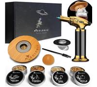 MIXOLOGIC Kit fumoir à whisky avec lampe de poche, 4 copeaux de bois et accessoires, ensemble de whisky à l'ancienne, fumoir à cocktail pour boissons, infuseur de fumée bourbon, cadeau pour homme