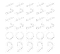 MixPiercing 30Pcs Piercing Nez Bioflex Plastique Transparent 0,8mm | Flexible et discret, ce retainer est adapté aux opérations, IRM et chirurgie pour un remplacement temporaire