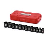 MIXPOWER Lot de 13 douilles à choc peu profondes 3/8", 7 mm à 19 mm, CR-V, métrique, 6 points, peu profondes, 13 pièces Dr. Socket 3/8"