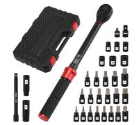 MIXPOWER Lot de 31 clés dynamométriques à clic de 3/8", 5-60 Nm, double direction réglable, clé dynamométrique à 72 dents avec extensions, douilles, adaptateur pour vélo, CR-V