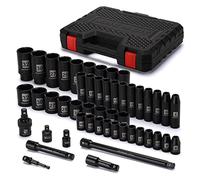 MIXPOWER Lot de 49 douilles à choc 1/2" profondes/peu profondes, (8 mm-32 mm), CR-V, métrique, comprend des barres d'extension, des adaptateurs, un joint universel à impact