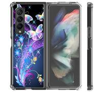 Mixroom - Coque arrière en TPU silicone souple pour Samsung Galaxy Z Fold 7 5G 2025 Motif papillons violets N199