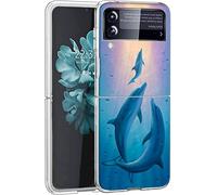 Mixroom - Coque Back Case en TPU Silicone souple pour Samsung Galaxy Z Flip 3 5g Motif dauphins N1113