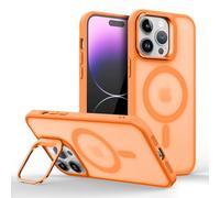Mixroom Coque béquille pour iPhone 15 étui support support invisible pliable compatible avec MagSafe cercle magnétique intégré orange C06