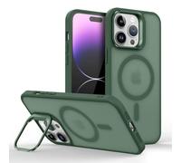 Mixroom - Coque Béquille pour iPhone 15 PRO Coque Support Stand Invisible Pliable Compatible avec MagSafe Cercle Magnétique Intégré Vert C06
