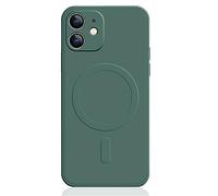 Mixroom - Coque de protection en TPU silicone souple pour iPhone 11, compatible avec MagSafe, accessoire avec cercle magnétique intégré, vert feuille