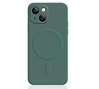 Mixroom - Coque de protection en TPU silicone souple pour iPhone 13 Mini, compatible avec MagSafe, accessoires avec cercle magnétique intégré, vert feuille