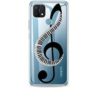 Mixroom - Coque en TPU silicone souple fond transparent pour Oppo A15 Motif piano sur clé de Violon U922
