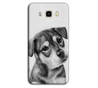 Mixroom - Coque Étui case en TPU silicone souple pour Samsung Galaxy J5 J500 (édition 2015) M596 chiot de chien blanc et noir