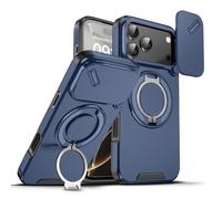 Mixroom - Coque pour iPhone 17 Pro Max Protection antichoc militaire avec support de téléphone portable support support support anneau magnétique couverture appareil photo slide coulissant C07 bleu