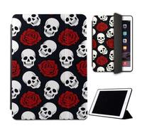 Mixroom - Étui pour iPad Mini 5 7,9 Pouces Modèle 2019 5 Gen. Coque pour Apple iPad Smart Case Prottetive Pliable Support Stand Dessin Crânes Avec Rose Fleurs M771