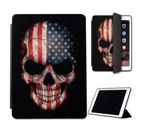 Mixroom - Étui pour iPad Pro 11 Pouces Modèle 2022 4ème Gen. (Modèle: A2759 A2435 A2761 A2762) Coque Case Prottetive Pliable Support Stand Dessin Crâne Drapeau USA Amérique LN132
