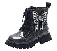 Mixte Enfant Basic Bottes Clignotant Pluie Neige Couleur Unie Wellies en Caoutchouc Botte de avec Semelles Paisses Chaudes antidérapantes pour Garçons et Filles