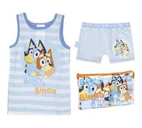 CERDÁ LIFE'S LITTLE MOMENTS Pyjama à Bretelles Bluey - Bleu - Taille 4 Ans - Pyjama dans la Trousse de Toilette - 100% Coton 145gsm - Imprimé Bluey et Bingo - Produit Original Fabriqué en Espagne