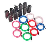Mixtooltoys 1M Lot de 10 Néons El Wire Fil Lumineux Électroluminescent Stroboscopique Clignotant Alimentation Piles pour Festival Burning Man, Fêtes Déguisées Décoration de Bar Intérieur et Extérieur