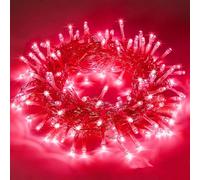 Mixtooltoys Guirlande lumineuse à 80 DEL pour Halloween pour intérieur ou extérieur, 10 m de long, rouge alimentée par piles, guirlande lumineuse rouge pour sapin d'Halloween, chambre à coucher