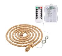 Mixtooltoys Guirlande lumineuse en corde de jute de 5 m, 100 LED, 6 mm, pour chambre à coucher, 8 modes, à piles avec télécommande, pour camping, Halloween, Noël