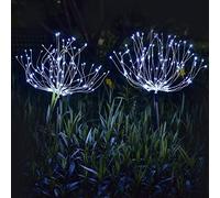 Mixtooltoys Lot de 2 Lampe Solaire Exterieur Jardin Décoration Feux d'artifice Guirlande Lumière Solaire 120 LED blanc Étanche pour Jardin, Parterre de Fleurs, Fête