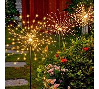 Mixtooltoys Solaire Guirlande Lumineuse 90 LED Feu d'Artifice Lampe d'Ambiance 2 Kits Lampe Décorative Flexibilité Blanc Chaude Et Avec Etanche Pour Intérieur Extérieur