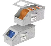 Mixtric BoîTes Rangement Empilables Casquettes Baseball, BoîTe Rangement Pouvant Contenir 12 Casquettes avec Fermeture éClair Anti PoussièRe, Organiseur Chapeaux Carton Maison,Gris,2PCS