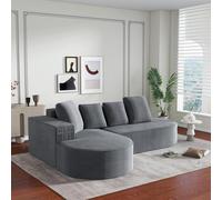 Mixtric Canapé d'angle avec MéRidienne, Canapé d'angle Forme L, Canapé 3 Places, Canapé Rembourré, Canapé Confortable pour Salon, Canapé Relaxation, Canapé éLéGant Velours CôTelé,Blanc