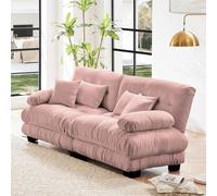 Mixtric Canapé d'angle Cloud pour Salon, Canapé Deux Places Chenille avec 2 Coussins Lombaires et 2 Coussins DéCoratifs, Structure Bois Massif, RevêTement Tissu Chenille,Rose