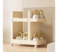 Mixtric Chariot Rangement pour Tapis Yoga sur Roues, Accessoires Gym Domicile, Rangement d'angle pour Équipement Fitness, Adapté pour Tapis Yoga/Bloc Yoga/Rouleau Mousse/Haltère/Balle,Creamy White