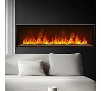 Mixtric CheminéE Vapeur d'eau, CheminéE éLectrique avec RéGlage Manuel Niveau d'eau et TéLéCommande, Insert CheminéE Encastrable Cadre Fin avec 7 Couleurs Flamme, Flamme RéAliste Atomisation,80cm