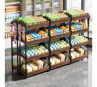 Mixtric éTagèRe PréSentation à 4 Niveaux, Grand PréSentoir à Snacks, PréSentoir à Frites éTagèRes Rangement, éTagèRe PréSentation Magasin Structure MéTallique Robuste,A,3