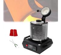 Mixtric Four éLectrique Fusion d'or avec Filet Isolant, pour Ferraille, Argent et Or, éCran LED, avec Creuset en Graphite, Gants Thermo Isolants et Pinces à Creuset,Noir,3kg