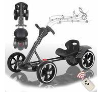 Mixtric Kart de Dérive Électrique Enfant 6/12V pour 3-8 Ans, Jouet à Rouler 4 Roues avec Siège Réglable, Musique & Klaxon, Charge Max 30kg,Noir,12V