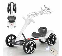 Mixtric Kart de Dérive Électrique Enfant 6/12V pour 3-8 Ans, Jouet à Rouler 4 Roues avec Siège Réglable, Musique & Klaxon, Charge Max 30kg,Blanc,12V