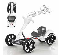 Mixtric Kart Électrique Enfant 12V 3-8 Ans, Kart à 4 Roues Pliable Jouet à Rouler avec Siège Réglable, Musique, Klaxon & Fonction Éducative, Charge Max 30kg, Facile à Monter,Blanc,6V