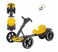 Mixtric Kart Électrique Enfant 6V pour 3 Ans, Kart de Dérive Pliable avec Marche Arrière, Siège Réglable, Musique & Lumières, Jouet à Rouler 13km/h Intérieur & Extérieur,Jaune,12V