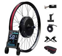 Mixtric Kit Conversion VéLo éLectrique 48V 2000W, Kit Conversion VéLo éLectrique avec Roue Libre ArrièRe 24/26/27,5 Pouces, Kit Moteur Moyeu ArrièRe avec éCran LCD et Sac Rangement, pour VTT,24in