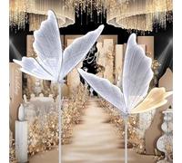 Mixtric Lot 2 Lampadaires Papillon, Lampe DéCorative Papillon Double Usage Plafonnier et Suspension, Lampe Papillon CréAtive, Hauteur RéGlable pour RéCeption Mariage,White 2pcs,140cm/55in