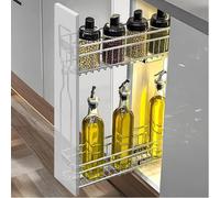 Mixtric Organiseur Coulissant à 2 Niveaux, Armoire Cuisine éTroite en Fer avec GlissièRe, éTagèRe Rangement et Rangement, Tiroirs Coulissants pour Armoires Cuisine,Left,250mm Cabinet