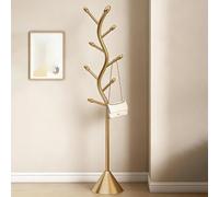 Mixtric Porte Manteaux avec Base en MéTal, Porte Manteaux sur Pied avec 8 Crochets, Porte Manteaux Forme d'arbre pour Chambre, EntréE, Couloir,d'or,B