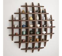 Mixtric Porte Tasse à Thé en Bois de Style Chinois, éTagèRe Murale pour ThéIèRe, éTagèRe de Rangement DéCorative pour Salon, Cuisine et Espaces Commerciaux,Noir,39.37x39.37in