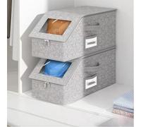 Mixtric Range-Casquettes Empilable pour Casquettes Baseball, Peut Contenir 30 Casquettes avec FenêTre Transparente, Rangement RéSistant PoussièRe, pour Placard, Maison ou Chambre,Gris,2PCS