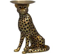 Mixtric Sculpture avec Plateau, Statue Léopard Doré Simulée Autoportante Plateau, Statue Panthère Résine 61cm, Ornements d'art pour Petit Espace, Salon, Chambre, Entrée et Bureau, Cadeaux d'affaires