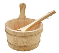 Mixtric Set de Seau et Louche de Sauna, Accessoires de Sauna en Bois, Kit de Seau de Sauna en Bois 4 litres pour Cabine de Sauna & Salle de Vapeur - Intérieur & Extérieur