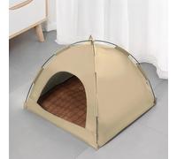 Mixtric Tente Pliable Chat avec Matelas RafraîChissant, Tentes D'IntéRieur Chat avec FenêTres Filet, Cache Portable pour Petits Chiens, Confort Toute L'AnnéE, EntièRement Lavable,Beige,XL