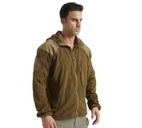 Mixtric Veste Tactique ZippéE pour Homme, Vestes Polaires Militaires d'hiver Douces et Chaudes, Manteaux D'ExtéRieur avec Poches ZippéEs,Marron,3XL