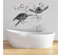 MIXUEXUNLU Animal tortue avec bulles vinyle mur Art décalcomanie décor à la maison salle de bains Marine décor chambre chambre bricolage Mural