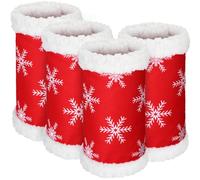 Mixweer Lot de 4 bandages de Noël en fausse fourrure de polyester pour pattes de cheval, amples et confortables pour les défilés de Noël (flocon de neige)