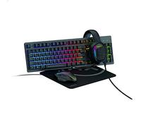 MIXX RapidX Bundle 4 en 1 Ensemble de jeu filaire - Casque de jeu, clavier RVB (UK) et souris, comprend un tapis de souris haute densité (néoprène)