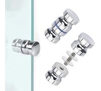 Mixxiula 2 Paires Bouton de Porte de Douche en Verre, Poignée de Porte Salle de Bain en Alliage D'aluminium, Poignées de Porte de Douche Rondes Pièces de Rechange Poignée de Porte Coulissante