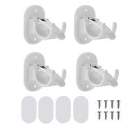 Mixxiula 4 Pièces Supports de Tringle à Rideaux Auto-Adhésif, Supports Muraux de Crochets de Tige de Serviettes, Support de Tige de Fixation avec Boucle Ressort pour Salon, Cuisine, Salle de Bain