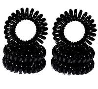 Miya beautycenter® Lot de 6 élastiques à cheveux noirs style câble de téléphone, mini spirales en plastique, bijoux pour cheveux, bracelet